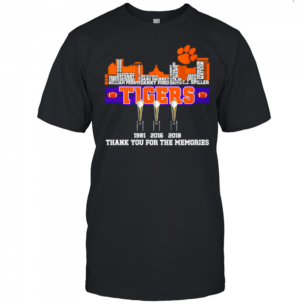 Clemson Tigers 1981-2016-2018 Champions Thank You For The Memories shirt
