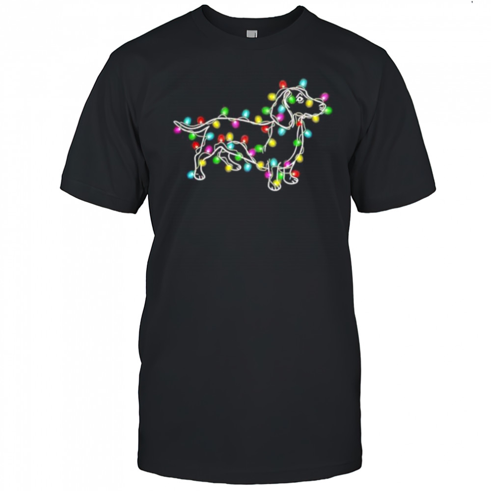 Dachshund Dogs Tree Christmas lightning shirt