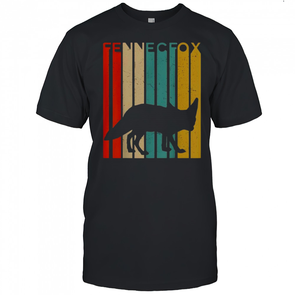 Fennec Fox Silhouette Striped Wildlife Animal Vintage T-Shirt