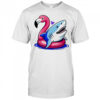 Great White Shark in Pink Flamingo Pool float shirt