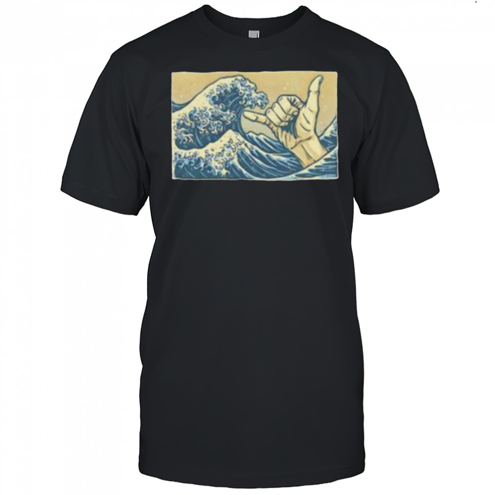Hokusai’s The Great Wave off Kanagawa catch some waves hand sign shirt