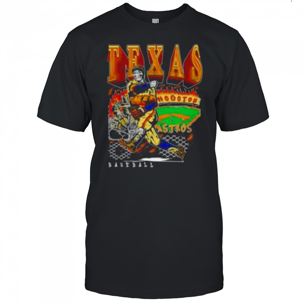 Houston Texas Baseball player skeleton art shirt