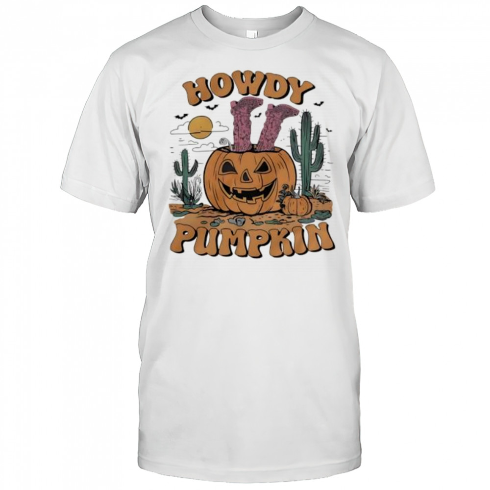 Howdy Halloween Pumpkin Graphic Cowgirl shirt