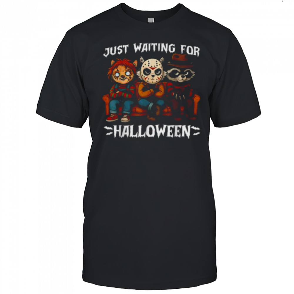 Just Waiting For Halloween Horror Raccoon Shirt