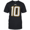 Justin Herbert 10 Los Angeles Chargers name and number 2 sided shirt