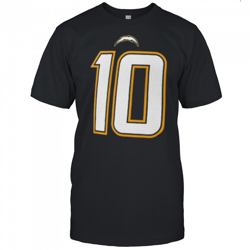 Justin Herbert 10 Los Angeles Chargers name and number 2 sided shirt