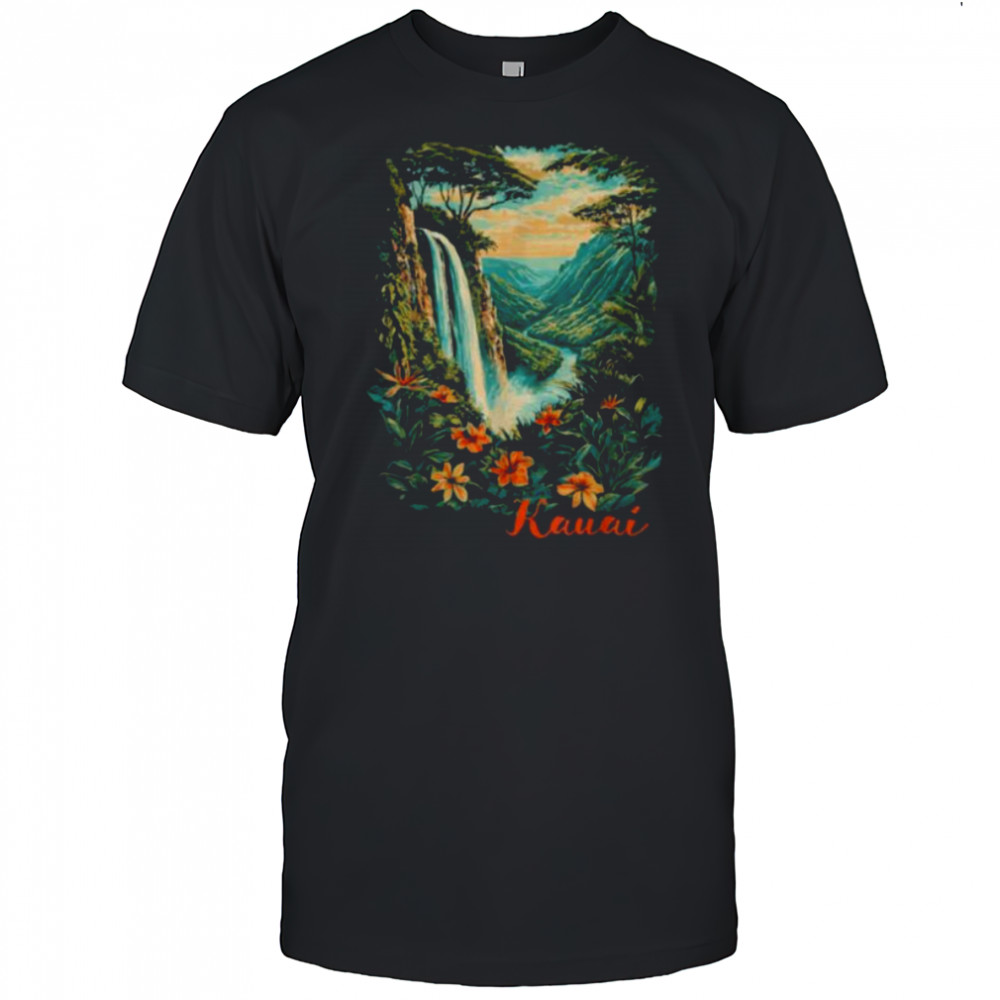 Kauai Hawaii Waterfall Canyon Rainforest Trees Souvenir Shirt