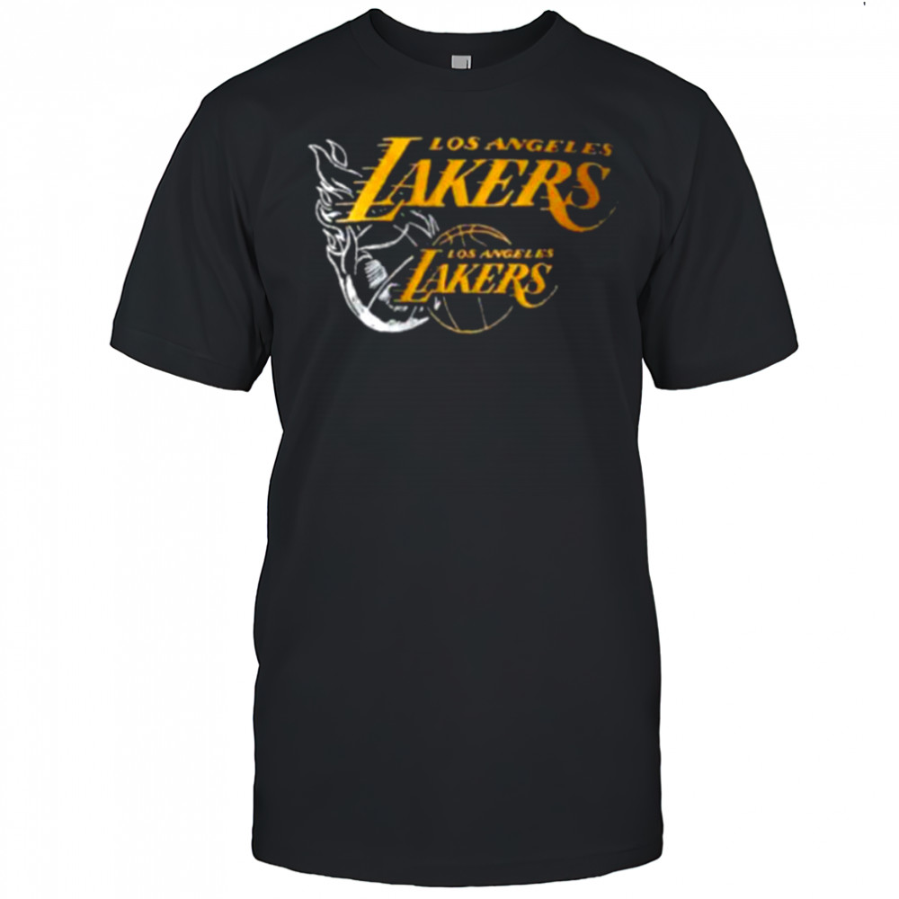 LA Lakers NBA Flame Graphic Black Shirt