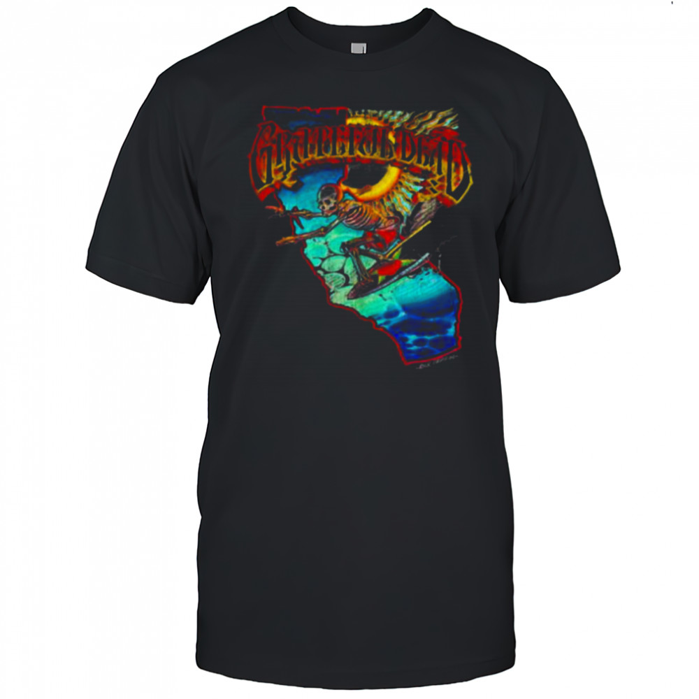 Mens Grateful Dead Surfing California Skeleton Vintage Band Shirt