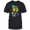New York Jets mascot standing with flag shirt