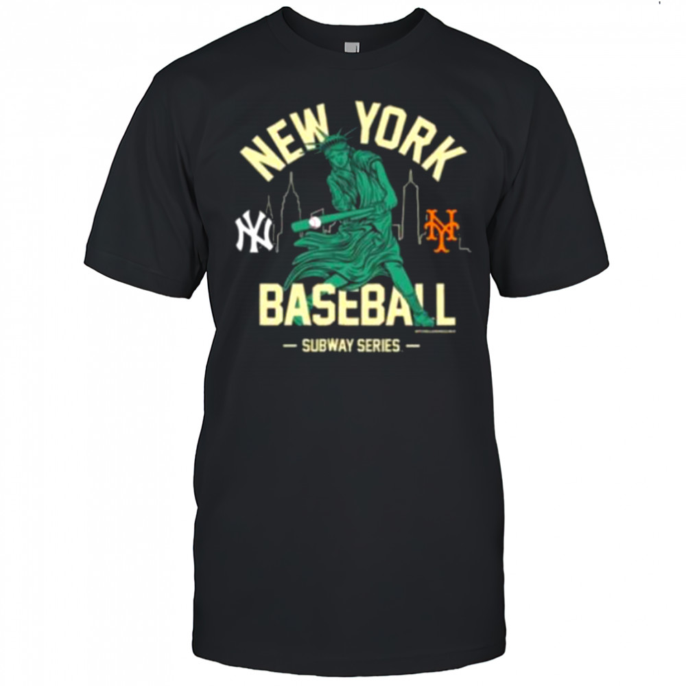 New York Yankees vs. New York Mets Mitchell & Ness Women’s Subway Series Swinging Liberty T Shirt