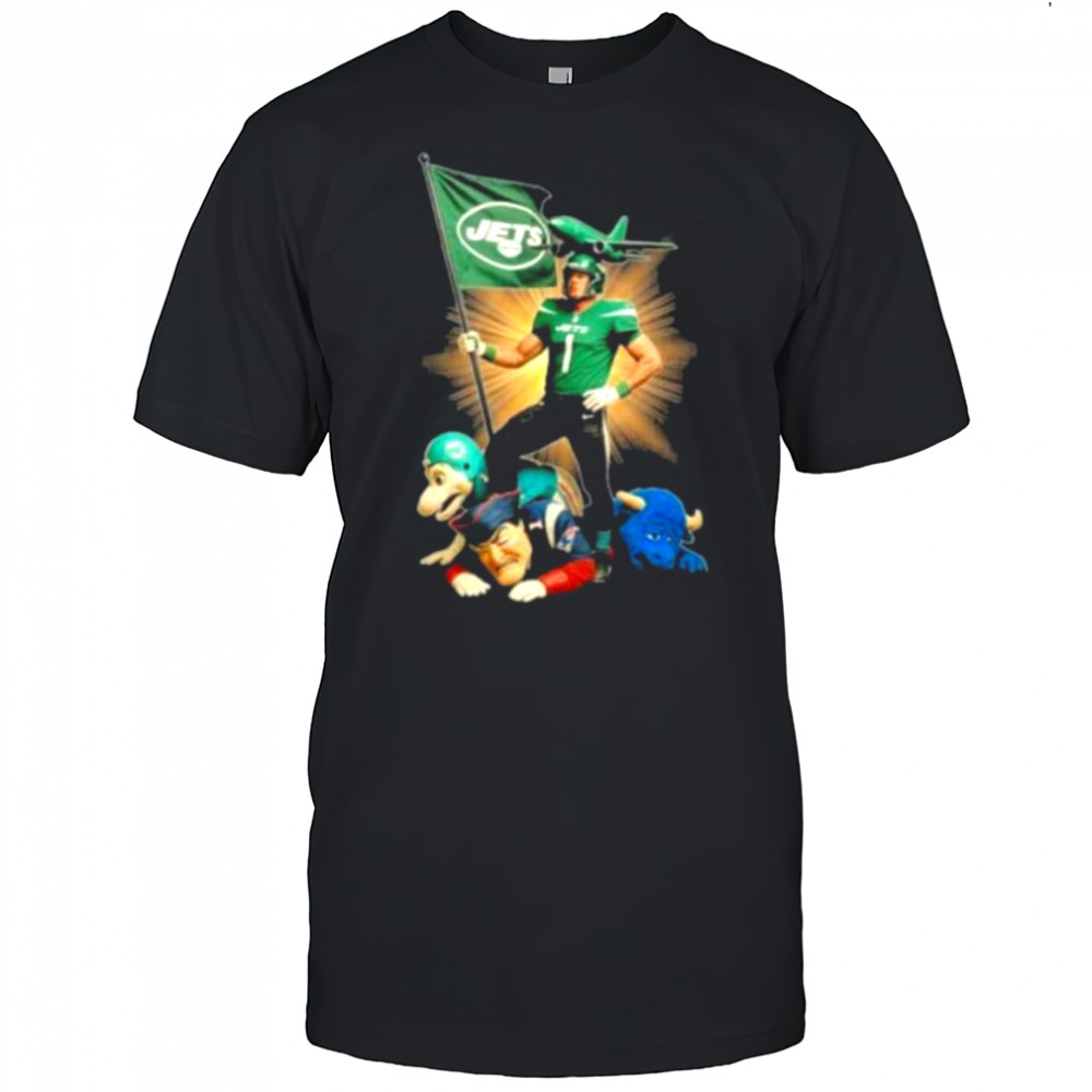 Official New York Jets Mascot Plant The Flag On NFL Teams Shirt