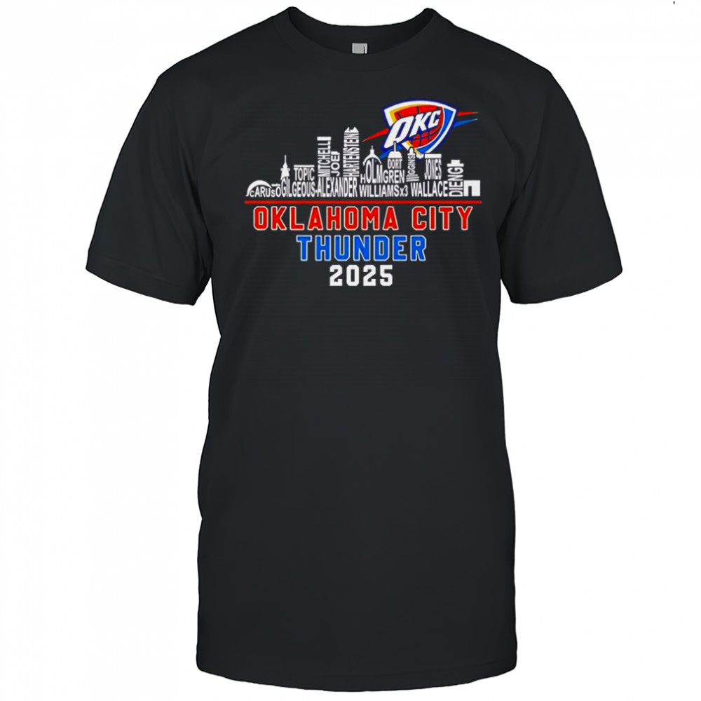 Oklahoma City Thunder Skyline Name 2025 Western Conference Champions T-Shirt