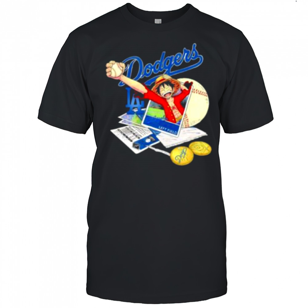 One Piece Monkey D. Luffy X Los Angeles Dodgers left field shirt