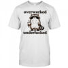 Overworked and underfucked raccoon drink coffee shirt