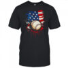Patriotic Baseball 4th Of July Men Boys USA American Flag shirt