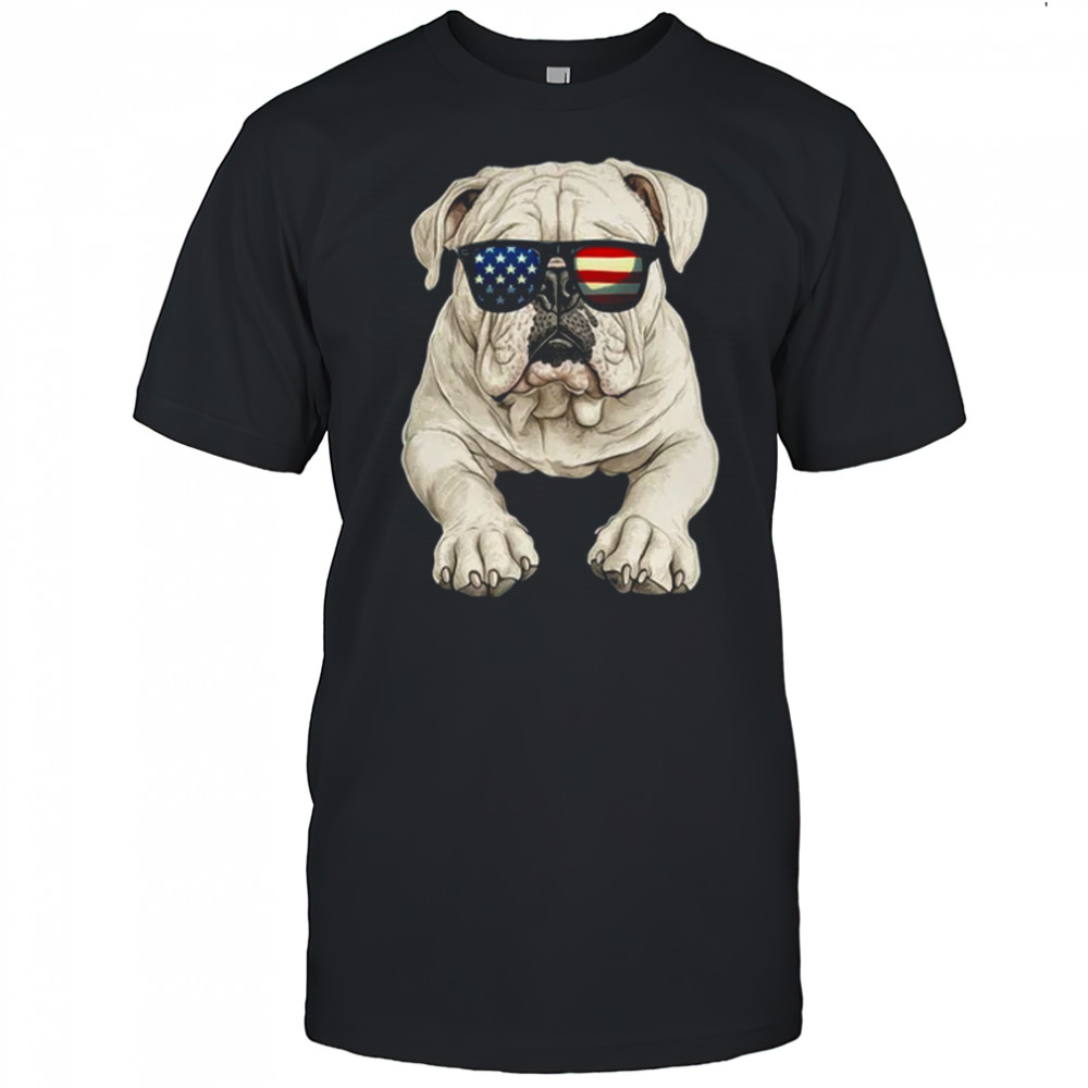 Patriotic Bulldog Dog USA Flag 4th Of July shirt