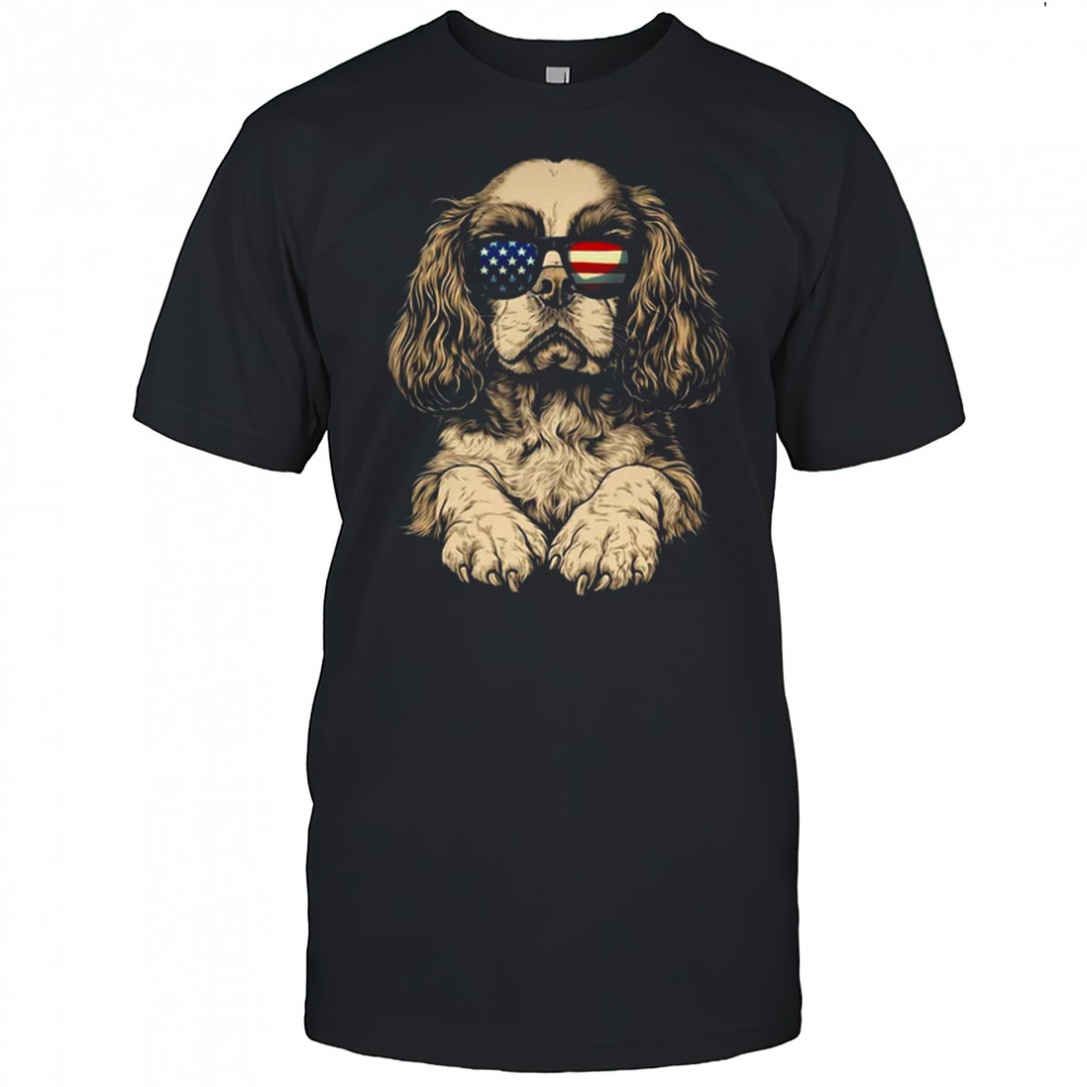 Patriotic Cavalier King Charles Spaniel Dog USA Flag 4th Of July shirt