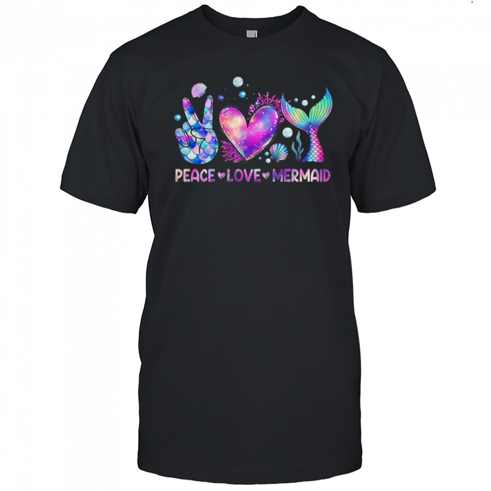 Peace Love Mermaid Summer Love Mermaid Beach Vacation Girls shirt