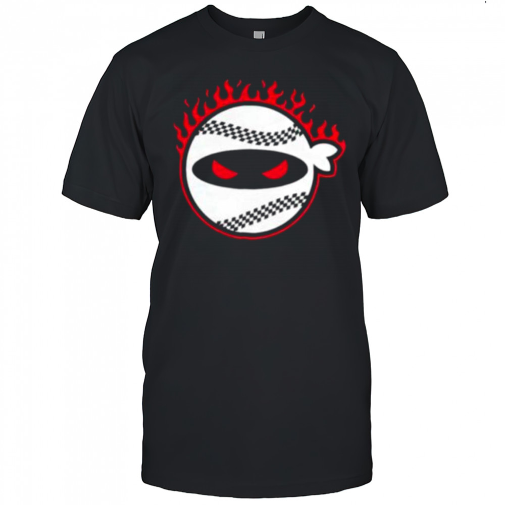 Pitching Ninja fire baseball shirt