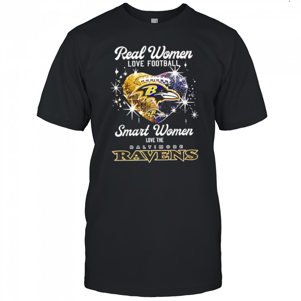 Real women love football smart women love the Baltimore Ravens shirt