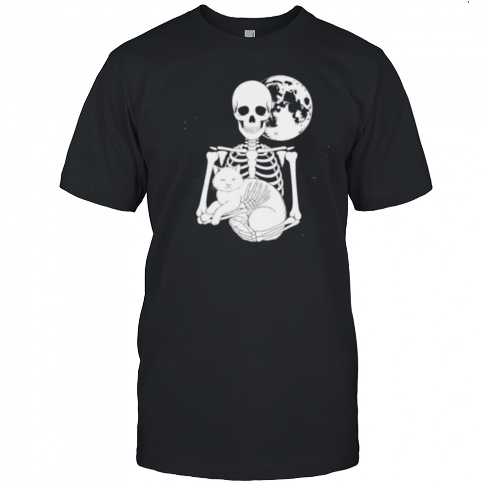 Skeleton Cat Skull Kitty Cute Goth Halloween Shirt