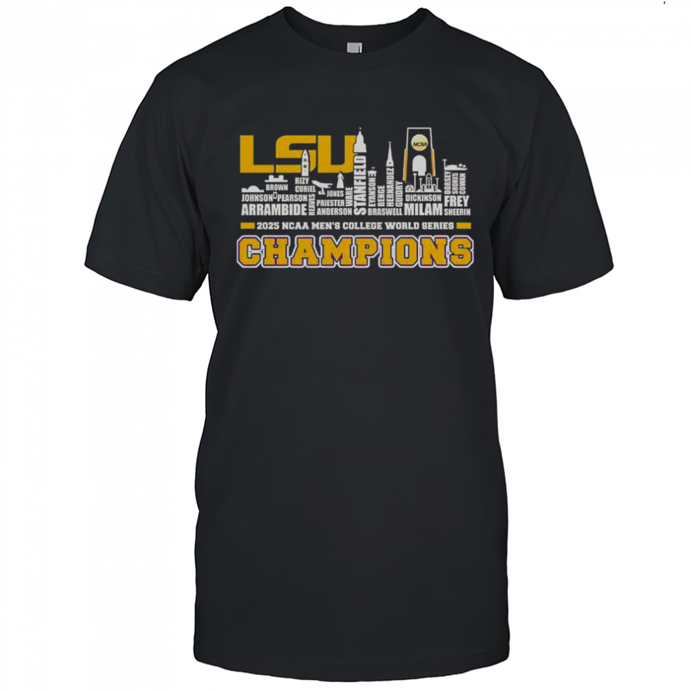 Skyline Name LSU Tigers 2025 NCAA Men’s College World Series Champions T-Shirt