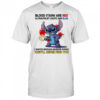 Stitch blood stains are red ultraviolet lights are blue shirt