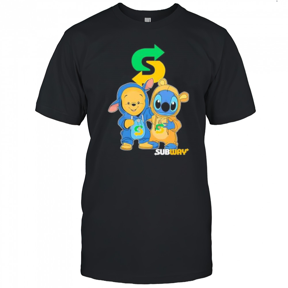 Subway pooh and stitch friends shirt