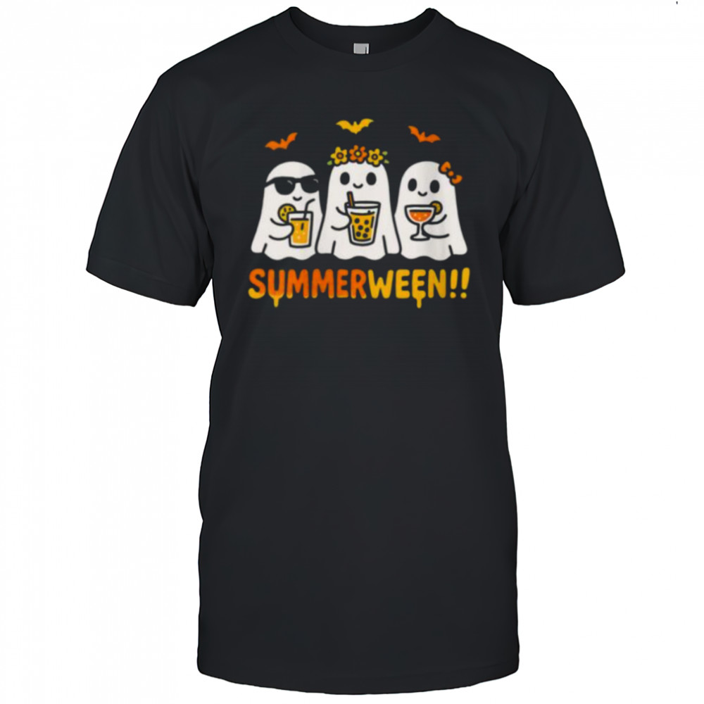 Summerween Ghost Spooky Summer Halloween Beach Vibes Party Shirt