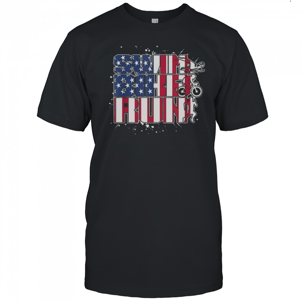 Swim Bike Run America Flag T-Shirt