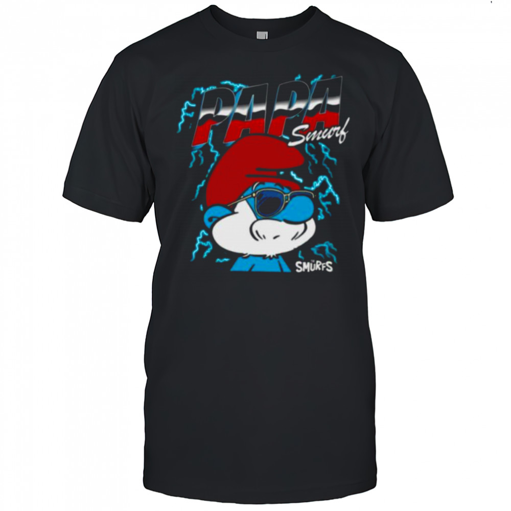 The Smurfs Chrome and Lightning Papa Smurf Retro Cartoon Shirt