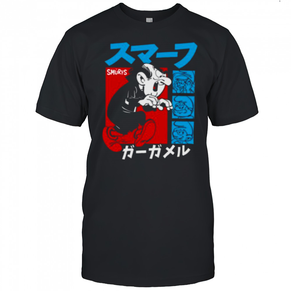 The Smurfs Gargamel Kanji Collage Vintage Cartoon Shirt