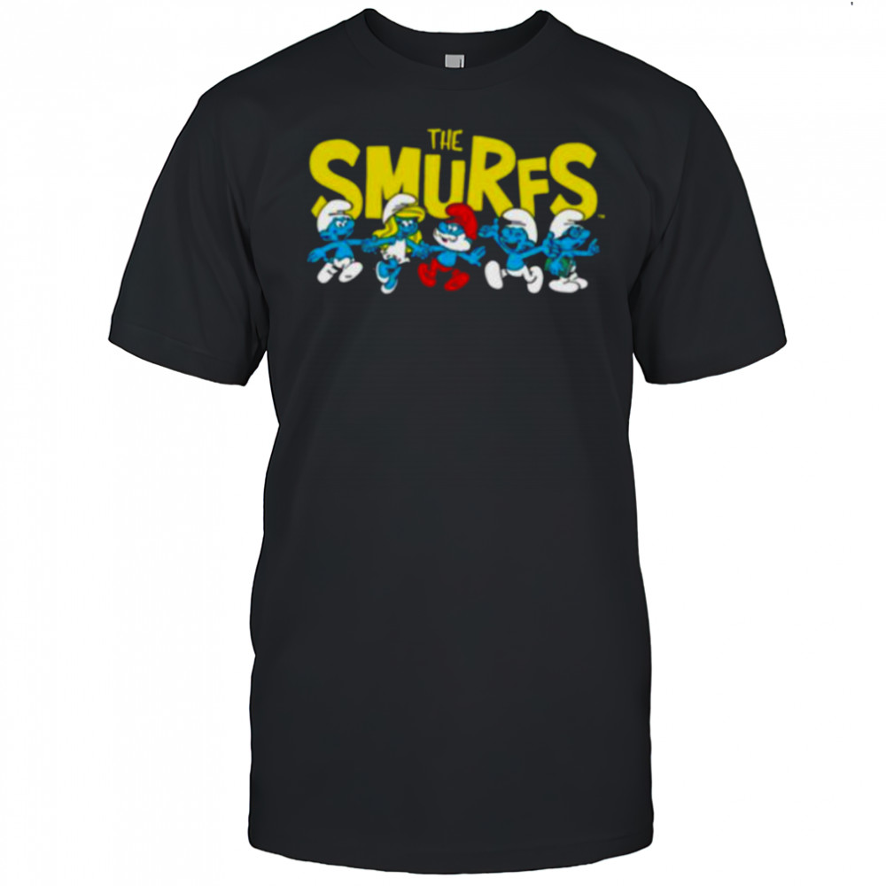 The Smurfs Logo with Smurfs Cast Retro Cartoon Shirt