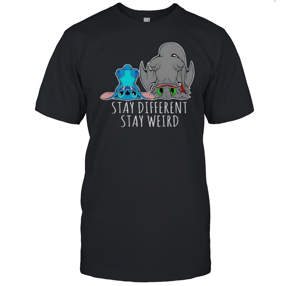 Toothless And Stitch Stay Different Funny Cartoon T-Shirt
