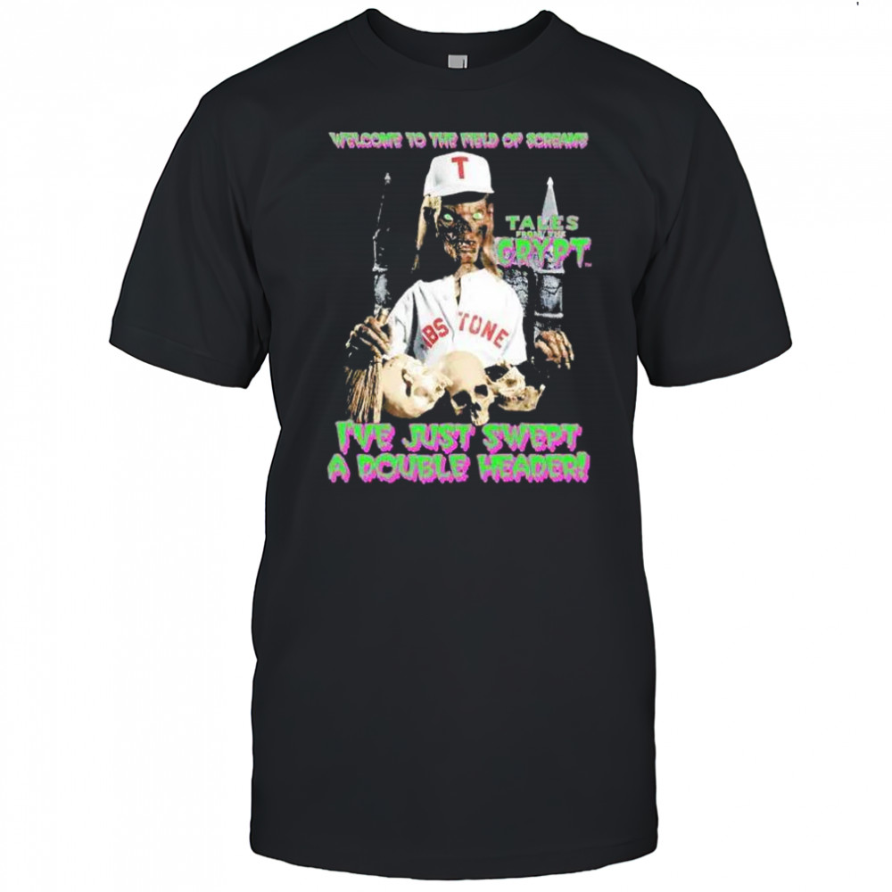 Welcome to the field of screams I’ve just swept a doubleheader Halloween shirt