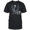 Womens Dark The Reader Skeleton Reading Book Bookworm Bookish V Neck Shirt