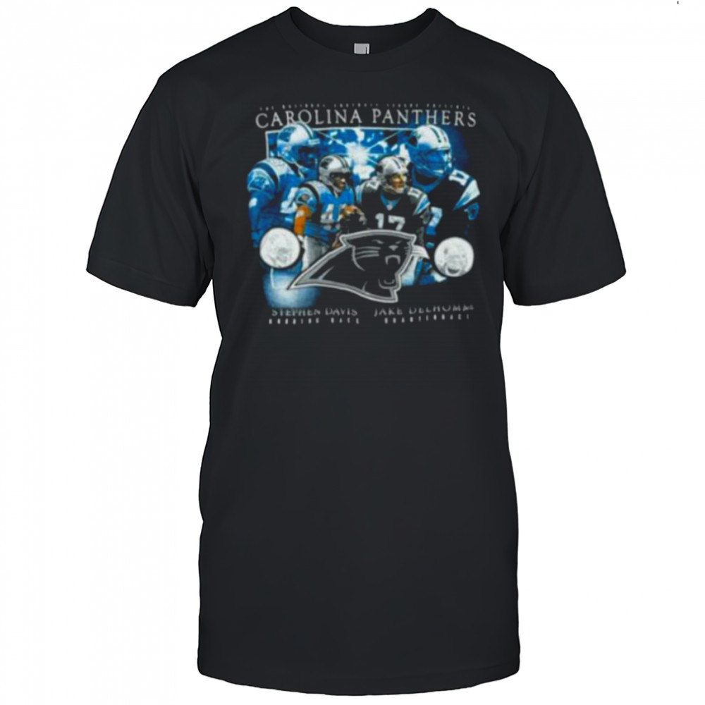 00’s Carolina Panthers Jake Delhomme Stephen Davis Vintage Black Star Players NFL Shirt