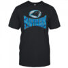 1996 Carolina Panthers Vintage Black Logo 7 Squeeze Spellout Logo NFL Shirt