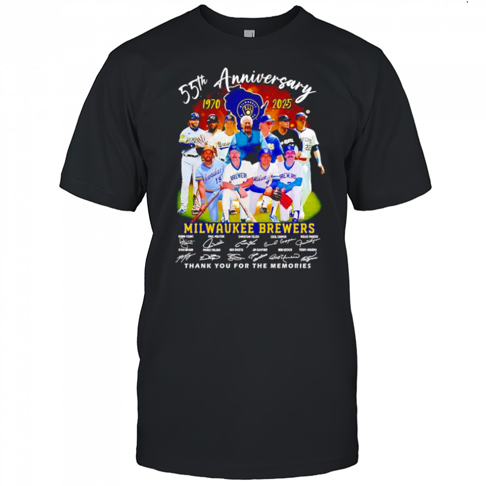 55th anniversary 1970 2025 Milwaukee Brewers thank you for the memories shirt