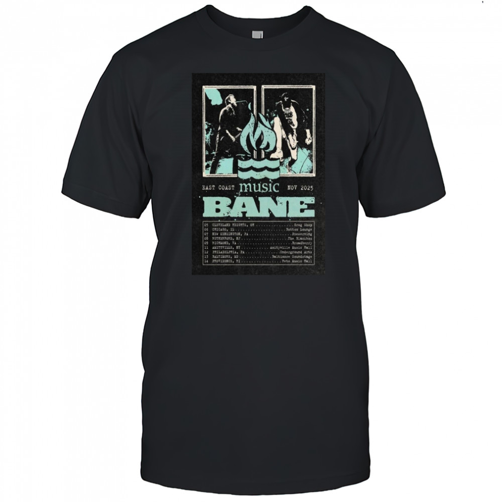 Bane Band & Hot Water Music East Coast Nov 2025 Poster T-Shirt