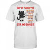 Black cat cup of fuckoffee one splash of no one cares a dash of kiss my ass shirt