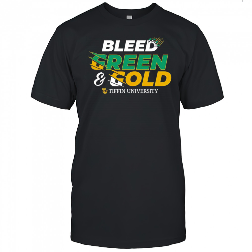 Bleed green and gold Tiffin University shirt