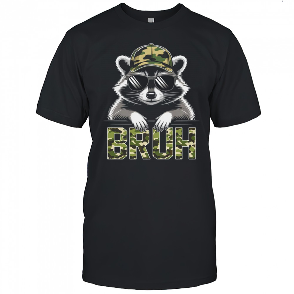 Bruh Raccoon Trash Racoon Camo Hat Youth Teens Kids Lover shirt