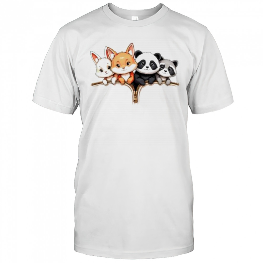 Cartoon Creatures Peeking from Zipper shirt