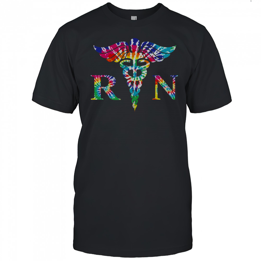 Colorful Tie-Dye RN Nurse Caduceus T-Shirt