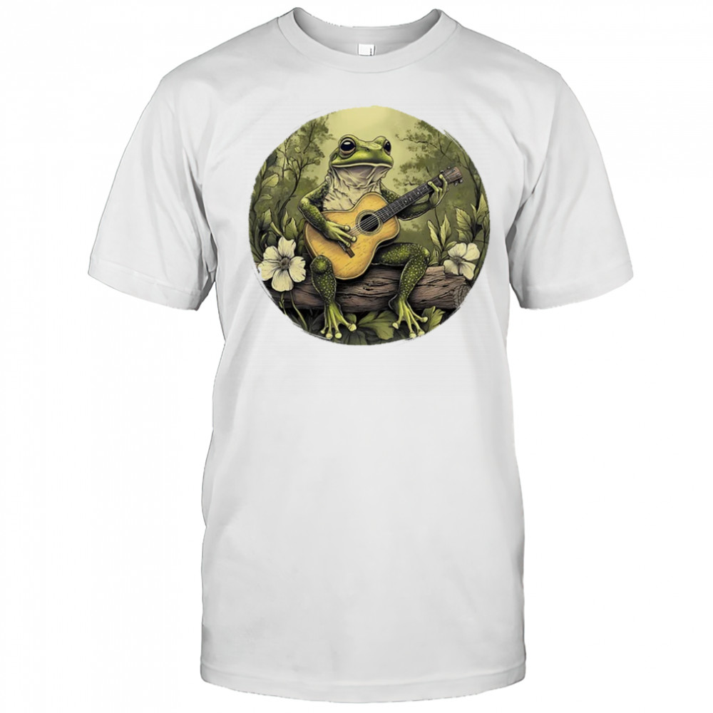 Cottagecore Frog With Acoustic Guitar Lover Women Aesthetic shirt