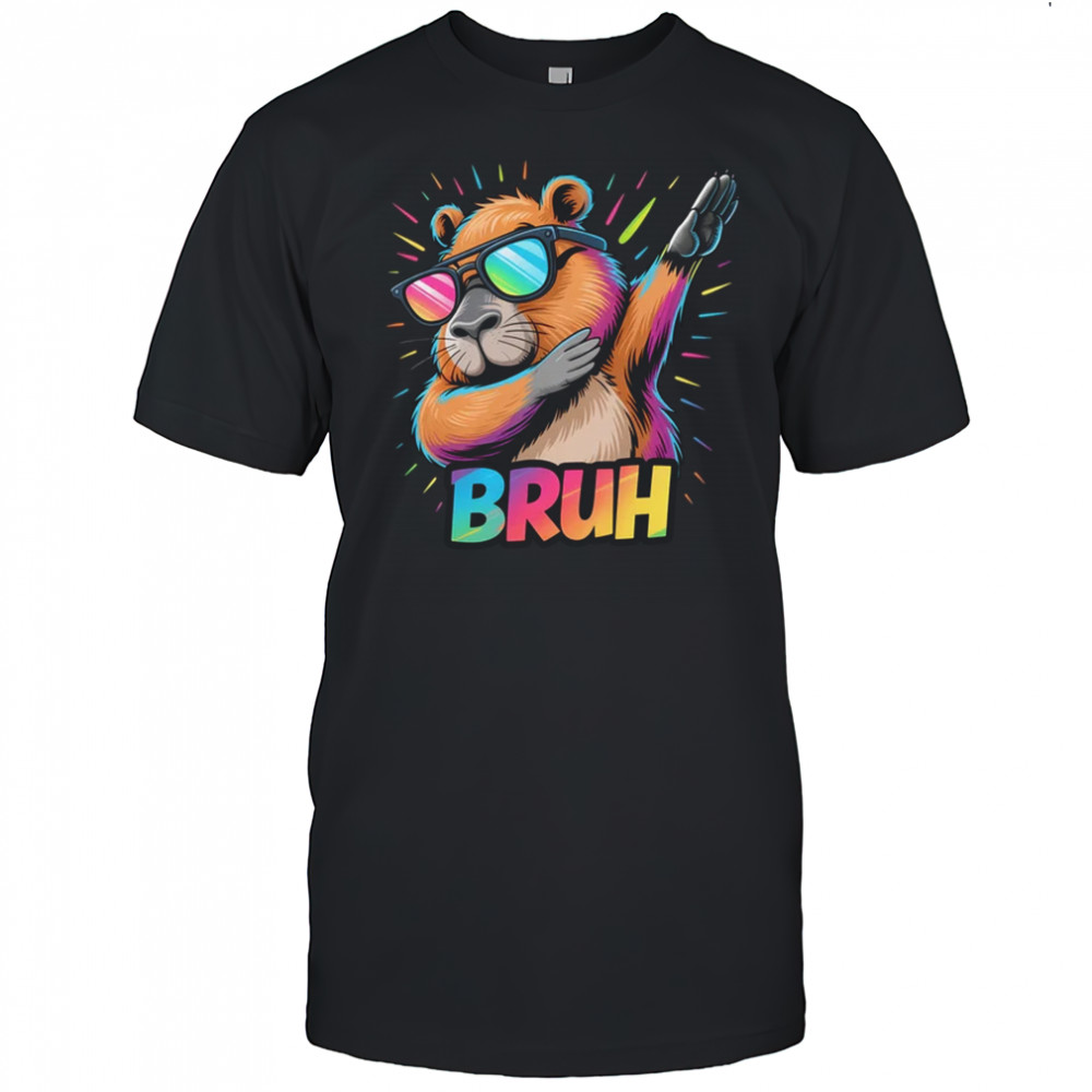 Dabbing Capy Bruh Teens Youth Kids Meme Rodent Lovers shirt