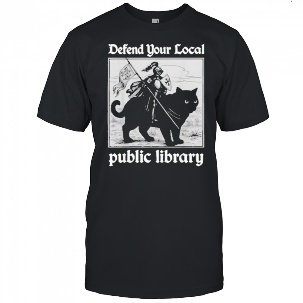 Defend Your Local Public Library Knight Cat T-Shirt