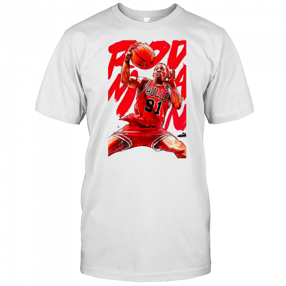 Dennis Rodman basketball superstar pose graphic shirt